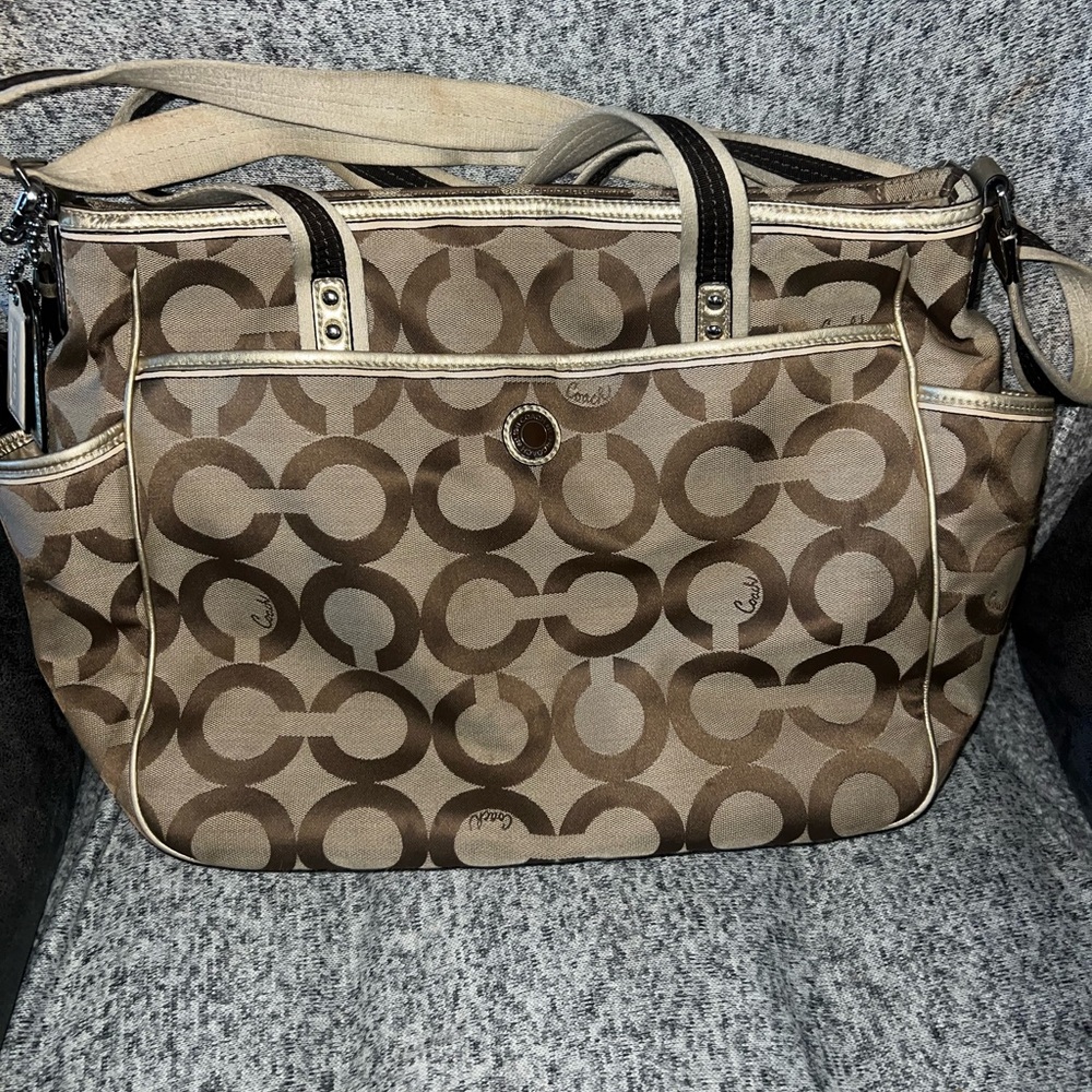 Brown Coach Diaper Bag